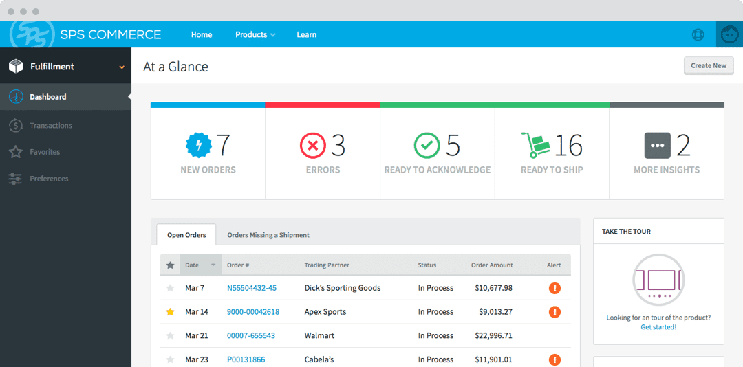 Screenshot of the new Fulfillment product dashboard