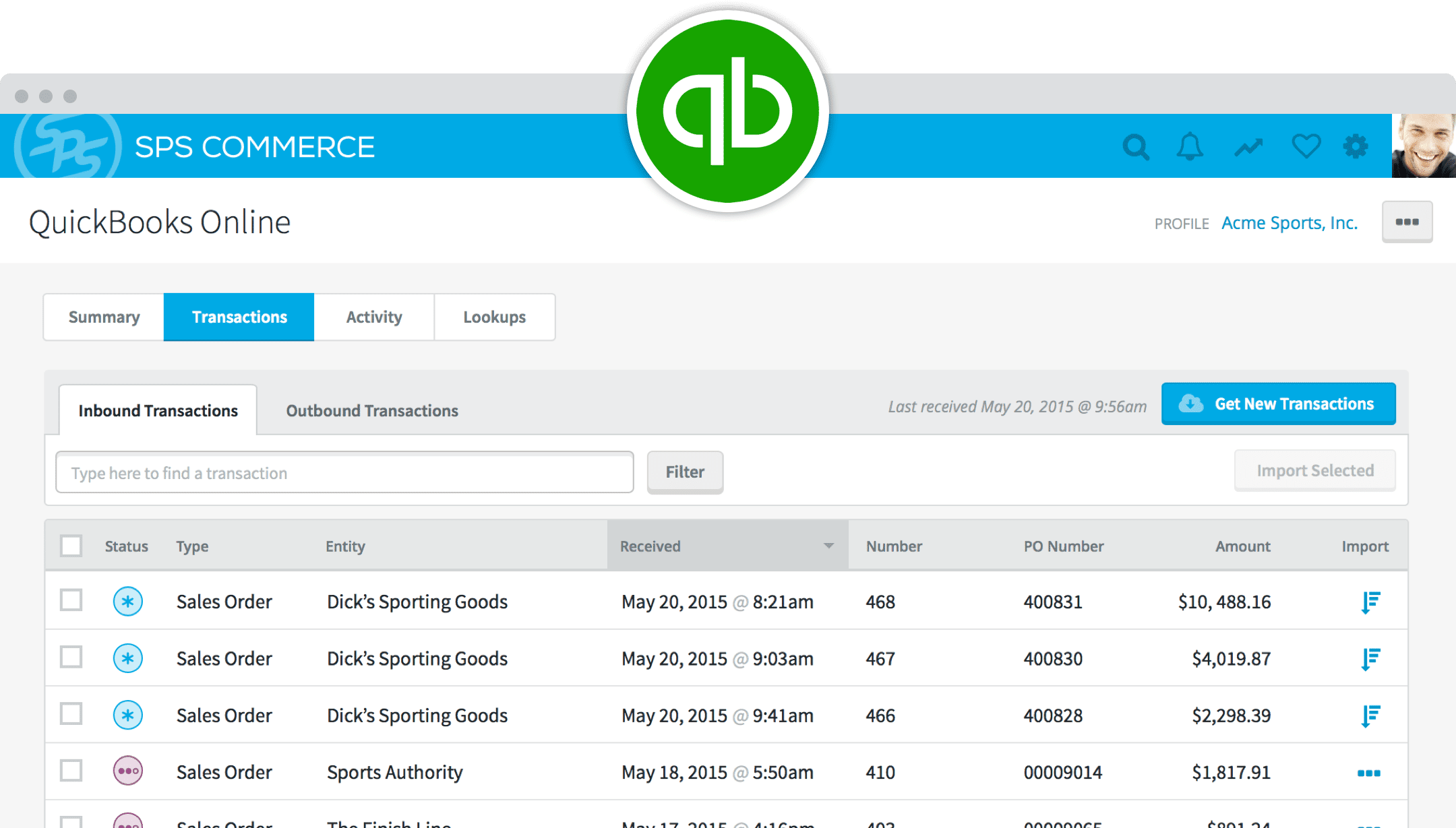 SPS Commerce, integrated fulfillment, quickbooks online