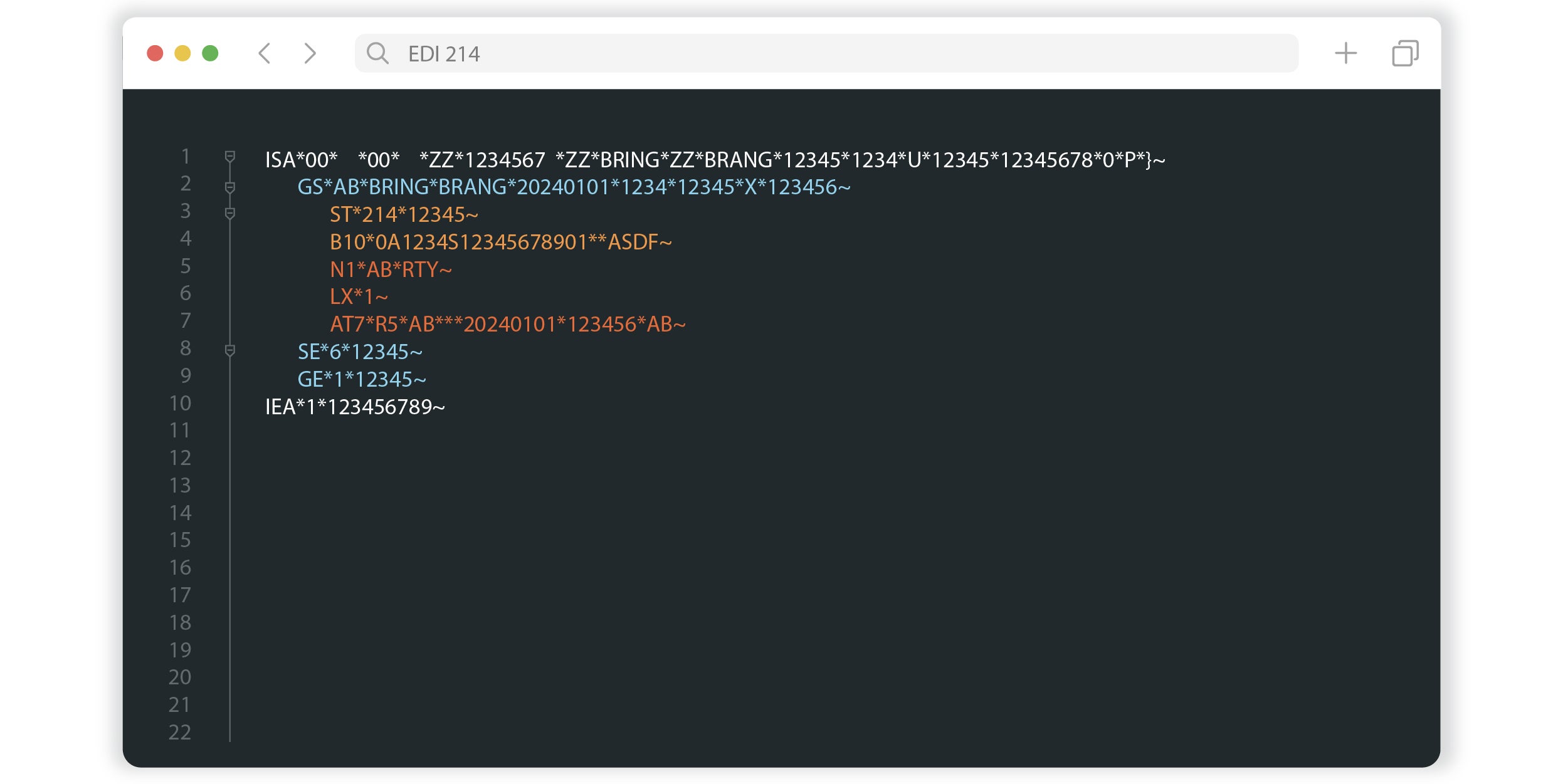 Visualization of EDI 214 Format